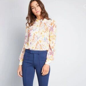 Be Buzzworthy Button-Up Blouse Top